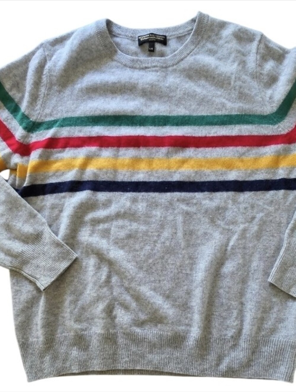 Hudson’s Bay HBC Collection 100% Cashmere Heritage Stripe Sweater Size L